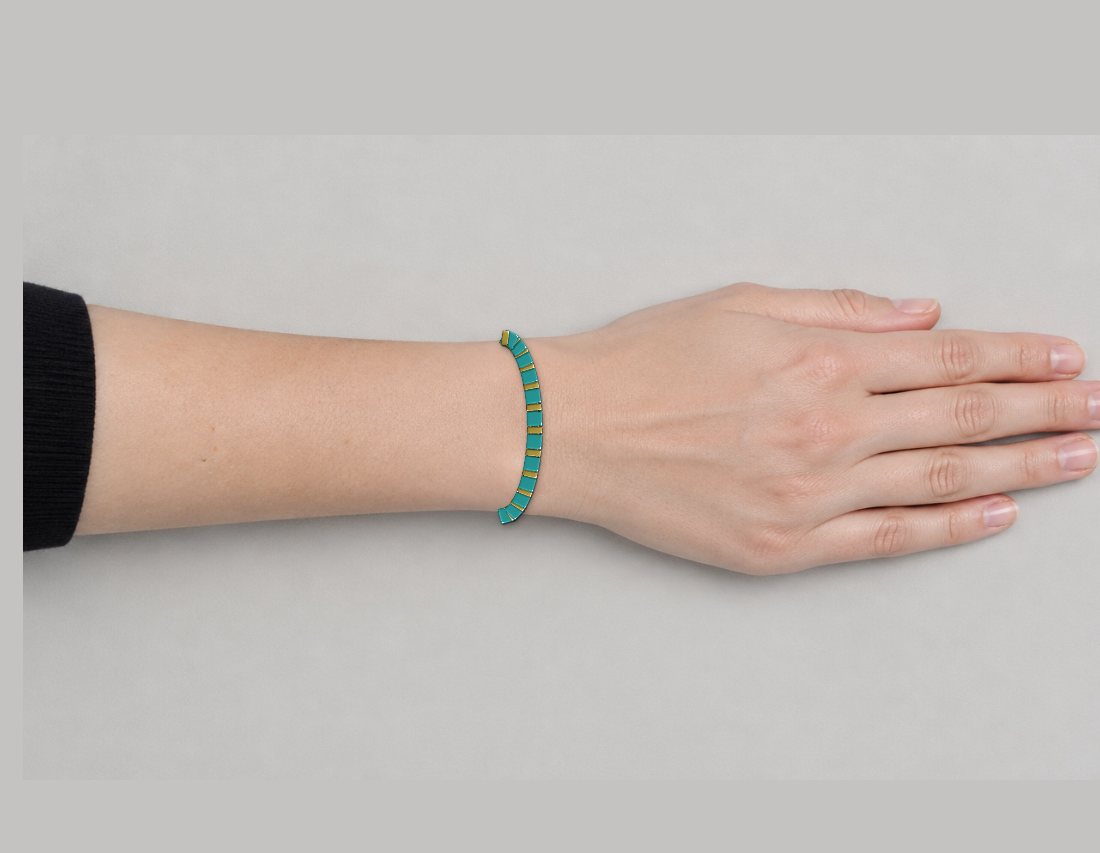 Tila bead bracelet on a wrist